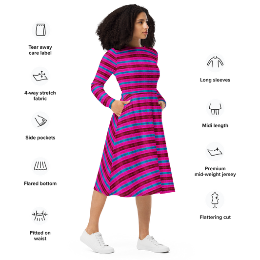 Long Sleeve Midi Dress (Her/Muliebris)(Rind#11 Rind Link Flip) RJSTH@Fabric#11 RJTHS2022 RJS