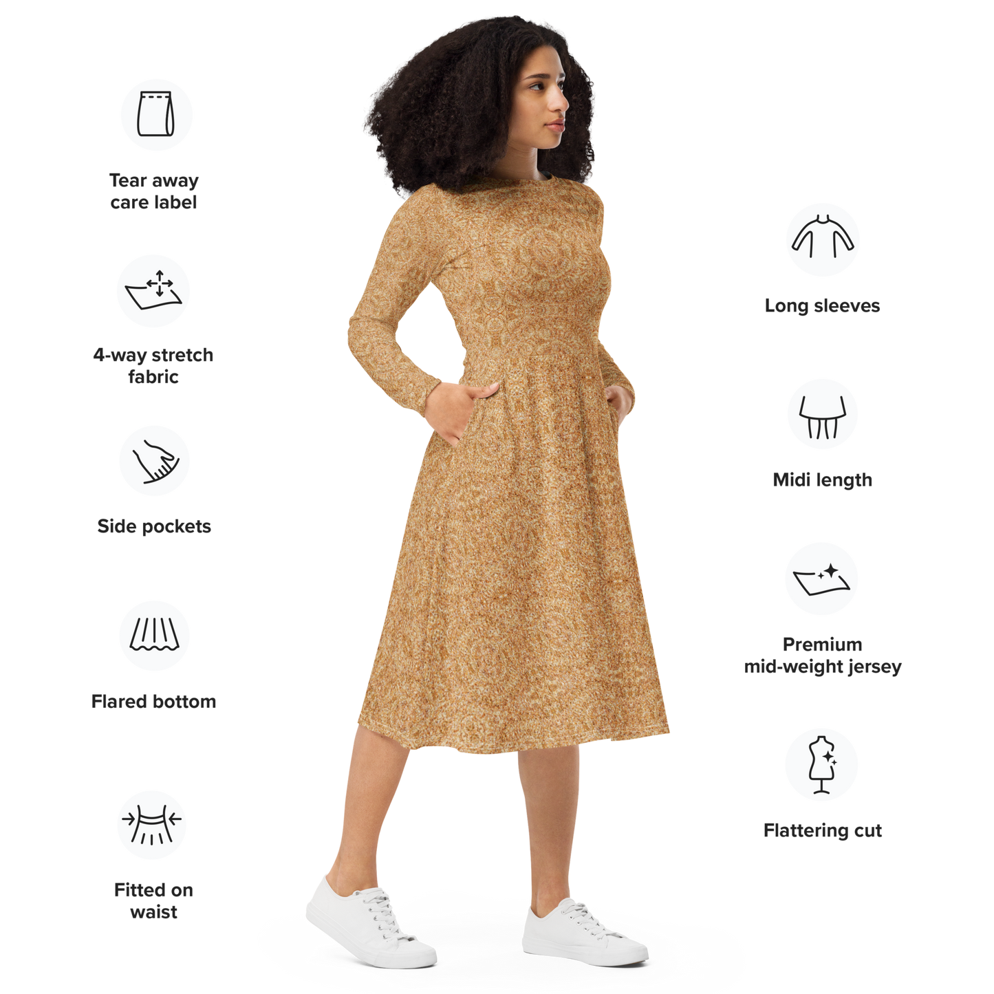 Long Sleeve Midi Dress (Her/They)(Ouroboros Smith Fabric) RJSTHS2022 RJS