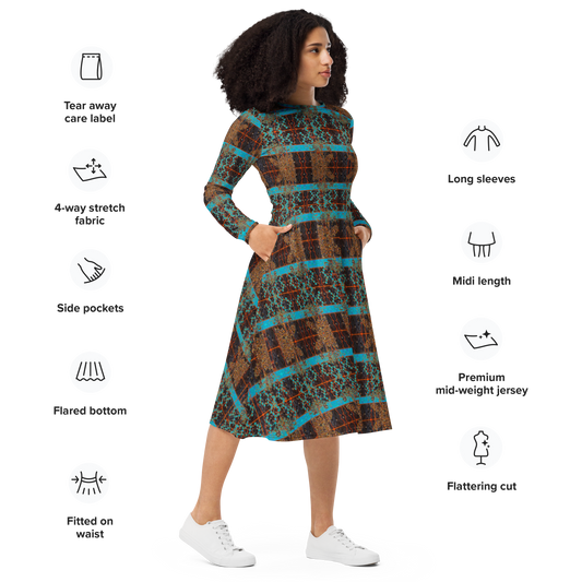 Long Sleeve Midi Dress (Her/Muliebris)(Tree Link WindSong Flower) RJSTH@Fabric#12 RJSTHS2022 RJS