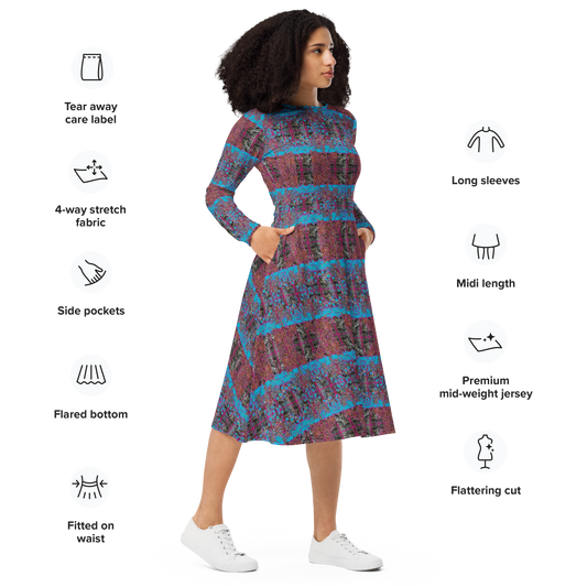 Long Sleeve Midi Dress (Her/Muliebris)(Tree Link WindSong Flower) RJSTH@Fabric#11 RJSTHS2022 RJS