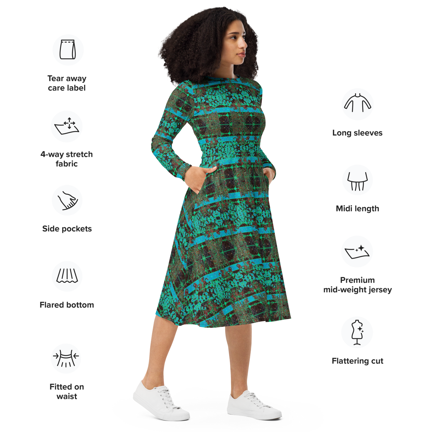 Robe midi à manches longues (Elle/Ils) (Tree Link WindSong Flower) RJSTH@Fabric#10 RJSTHS2022 RJS