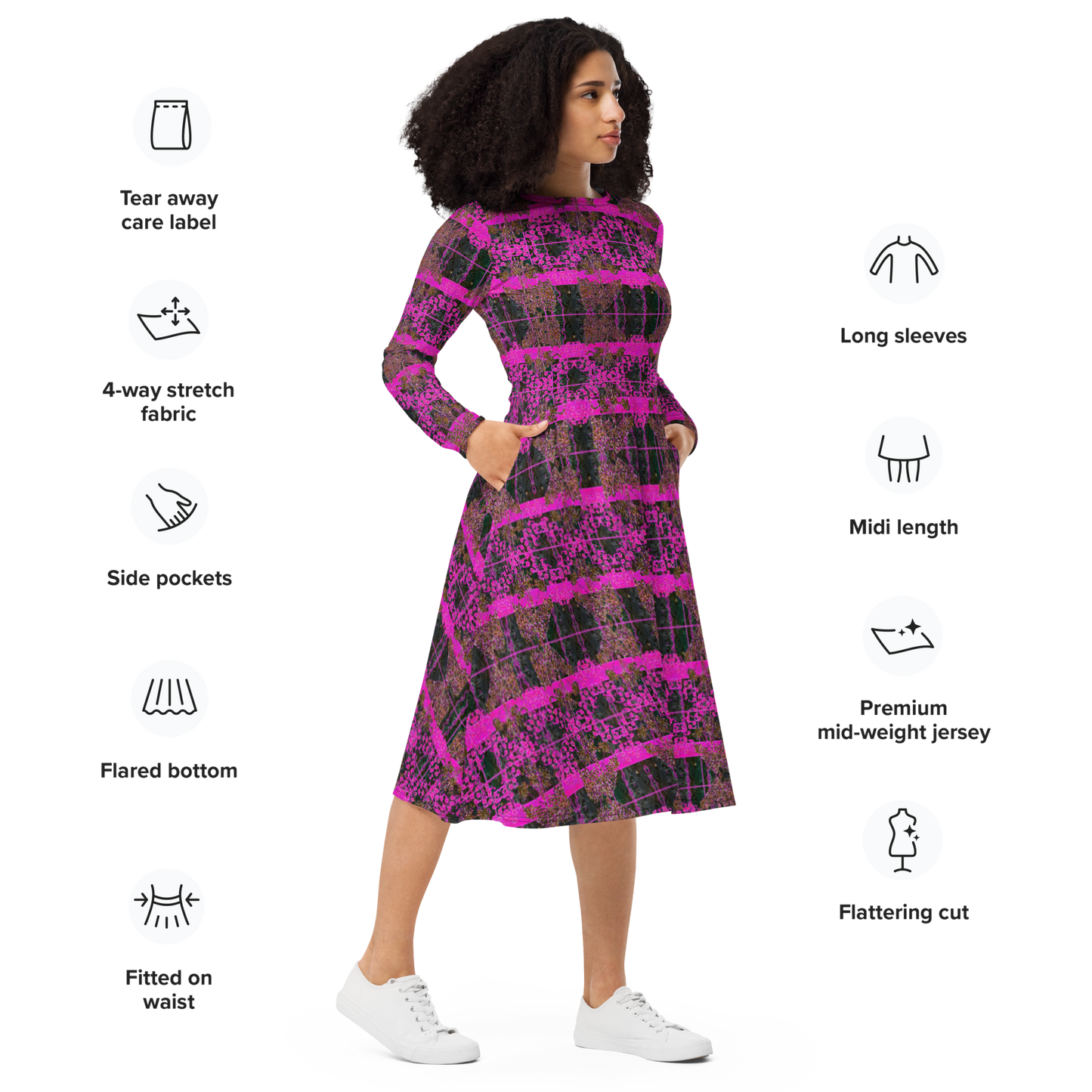 Long Sleeve Midi Dress (Her/Muliebris)(Tree Link WindSong Flower) RJSTH@Fabric#9 RJSTHS2022 RJS