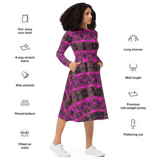 Long Sleeve Midi Dress (Her/Muliebris)(Tree Link WindSong Flower) RJSTH@Fabric#9 RJSTHS2022 RJS