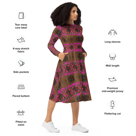 Robe midi à manches longues (Elle/Ils) (Tree Link WindSong Flower) RJSTH@Fabric#7 RJSTHS2022 RJS