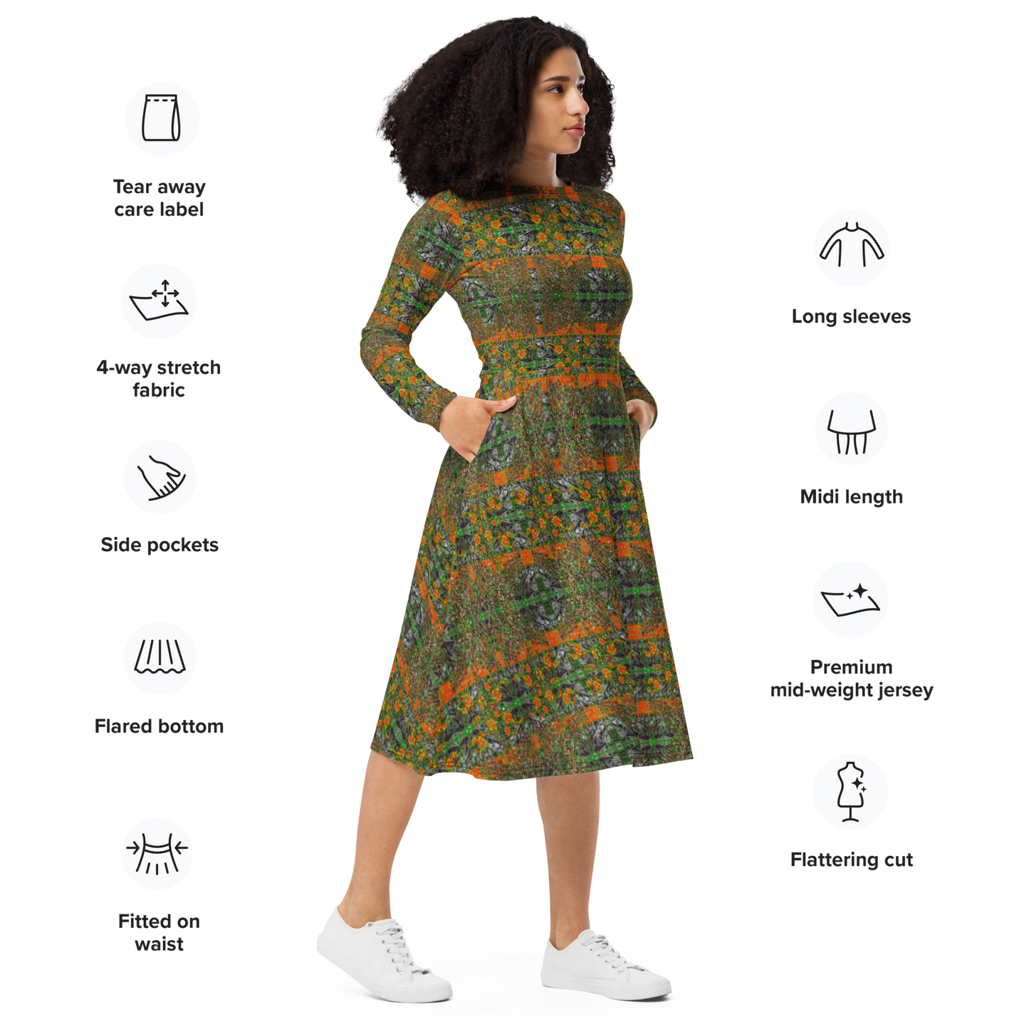 Robe midi à manches longues (Elle/Ils) (Tree Link WindSong Flower) RJSTH@Fabric#2 RJSTHS2022 RJS