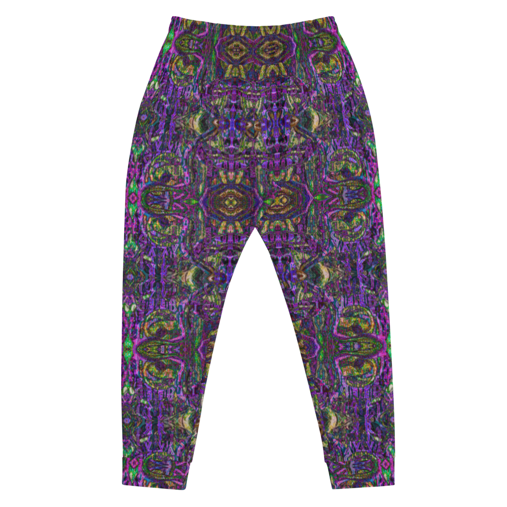 Hand Made, Print on Demand, Apparel & Accessories > Clothing > Activewear, Joggers, Sweatpants, River Jade Smithy, RJS, Travis Huffaker, RJSTH, 70% polyester, 27% cotton, 3% elastane, Slim fit, Cuffed legs, pockets, Elastic waistband, drawstring, Pure Candy Logo Collection Purple, GNHV8.2.1, Purple, jeweled, smith, art, back