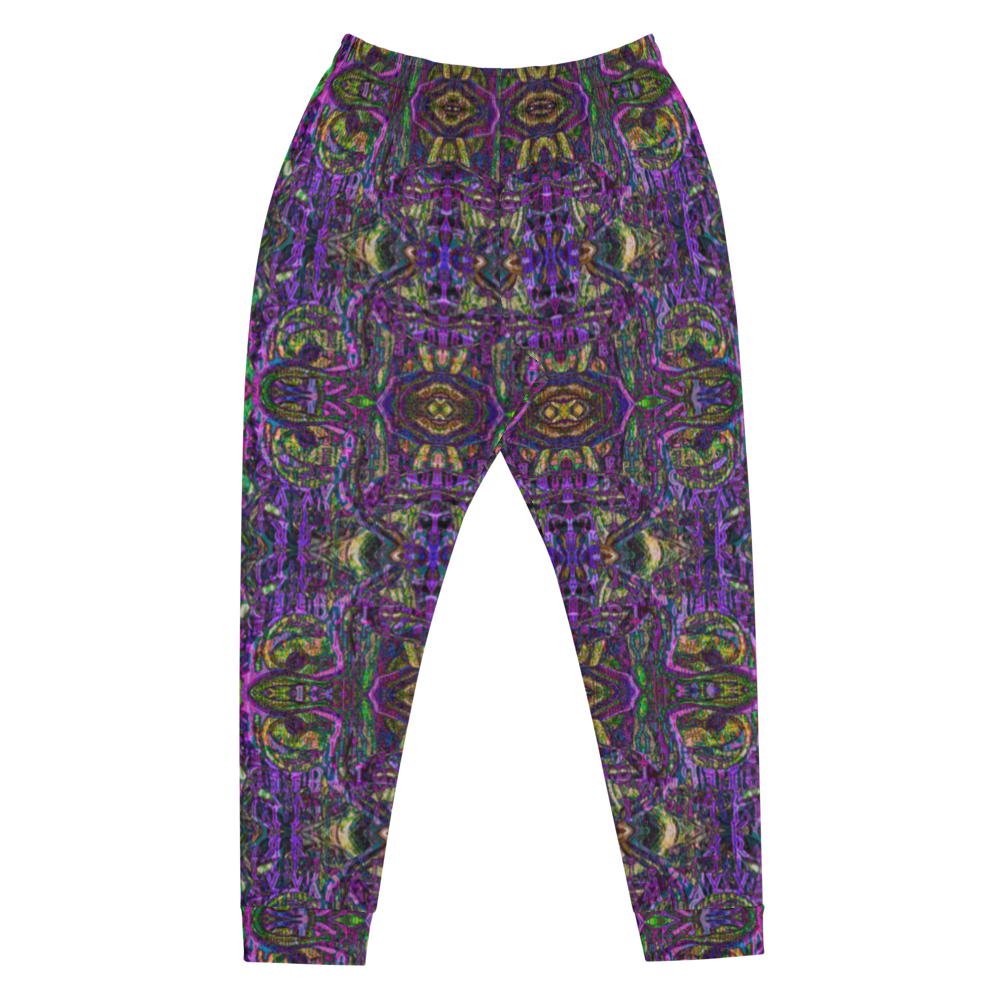 Hand Made, Print on Demand, Apparel & Accessories > Clothing > Activewear, Joggers, Sweatpants, River Jade Smithy, RJS, Travis Huffaker, RJSTH, 70% polyester, 27% cotton, 3% elastane, Slim fit, Cuffed legs, pockets, Elastic waistband, drawstring, Pure Candy Logo Collection Purple, GNHV8.2.1, Purple, jeweled, smith, art, front