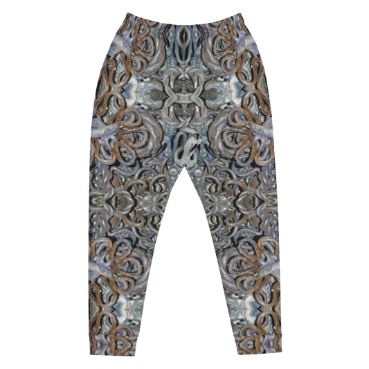 Hand Made, Print on Demand, Apparel & Accessories > Clothing > Activewear, Joggers, Sweatpants, River Jade Smithy, RJS, Travis Huffaker, RJSTH, 70% polyester, 27% cotton, 3% elastane, Slim fit, Cuffed legs, pockets, Elastic waistband, drawstring, Grail Night Hoard Virtus 8, GNHV8.5, smithed, jeweled, copper, patina, front