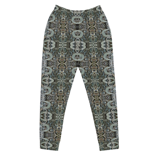 Hand Made, Print on Demand, Apparel & Accessories > Clothing > Activewear, Joggers, Sweatpants, River Jade Smithy, RJS, Travis Huffaker, RJSTH, 70% polyester, 27% cotton, 3% elastane, Slim fit, Cuffed legs, pockets, Elastic waistband, drawstring, Grail Night Hoard Virtus 8, GNHV8.7, intricate, jewel, copper, patina, silver, gray, grail proof, front