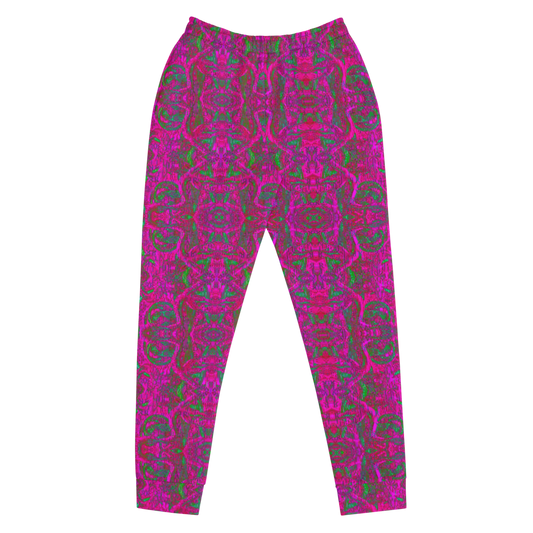 Hand Made, Print on Demand, Apparel & Accessories > Clothing > Activewear, Joggers, Sweatpants, River Jade Smithy, RJS, Travis Huffaker, RJSTH, 70% polyester, 27% cotton, 3% elastane, Slim fit, Cuffed legs, pockets, Elastic waistband, drawstring, Pure Candy Logo Pink, GNHCV8.2.1, intricate, jewelled, hammered, copper, pink, green, lilac, grail proof, front