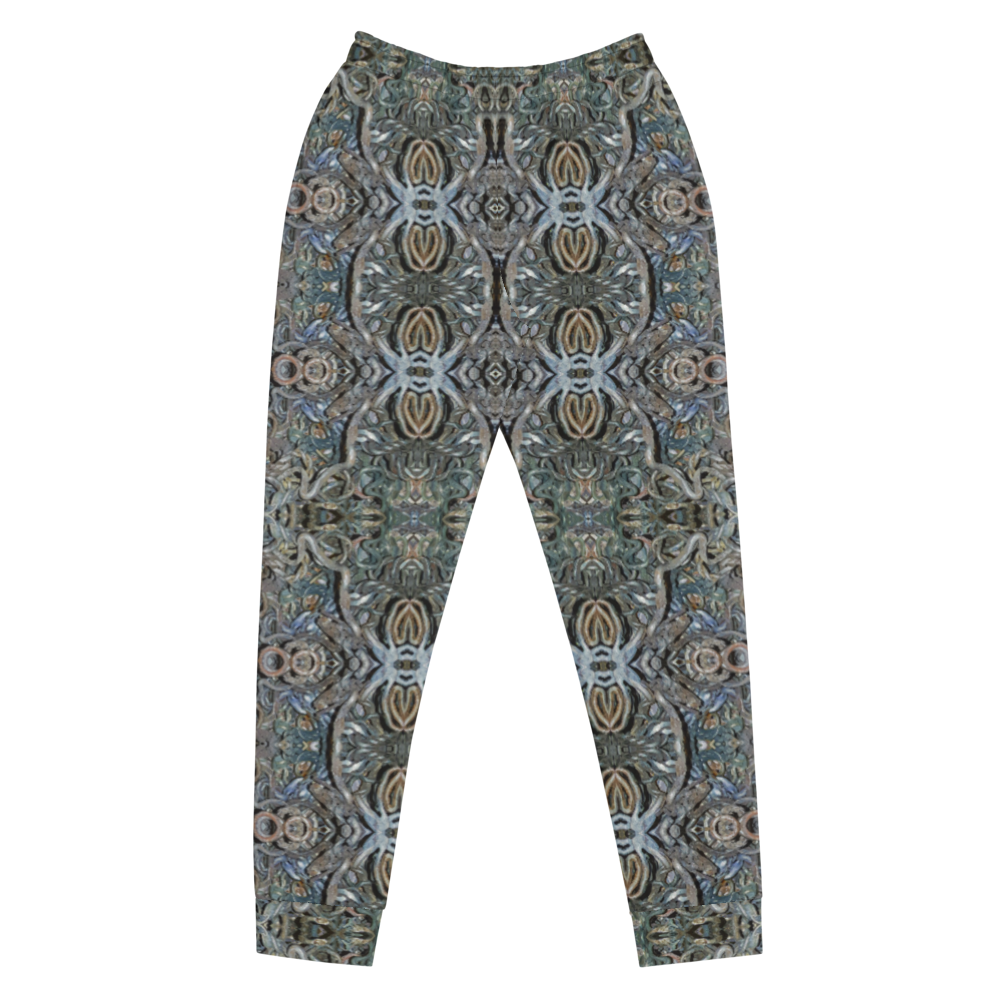 Hand Made, Print on Demand, Apparel & Accessories > Clothing > Activewear, Joggers, Sweatpants, River Jade Smithy, RJS, Travis Huffaker, RJSTH, 70% polyester, 27% cotton, 3% elastane, Slim fit, Cuffed legs, pockets, Elastic waistband, drawstring, Grail Night Hoard Virtus 8, GNHV8.8, intricate, jeweled, hammered, copper, patina, gray, green, silver, grail proof, front