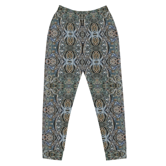 Hand Made, Print on Demand, Apparel & Accessories > Clothing > Activewear, Joggers, Sweatpants, River Jade Smithy, RJS, Travis Huffaker, RJSTH, 70% polyester, 27% cotton, 3% elastane, Slim fit, Cuffed legs, pockets, Elastic waistband, drawstring, Grail Night Hoard Virtus 8, GNHV8.8, intricate, jeweled, hammered, copper, patina, gray, green, silver, grail proof, front